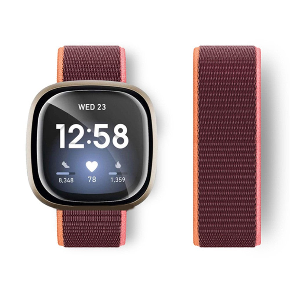 Kønt Nylon Universal Rem passer til Fitbit Versa 4 / Fitbit Sense 2 - Rød#serie_17