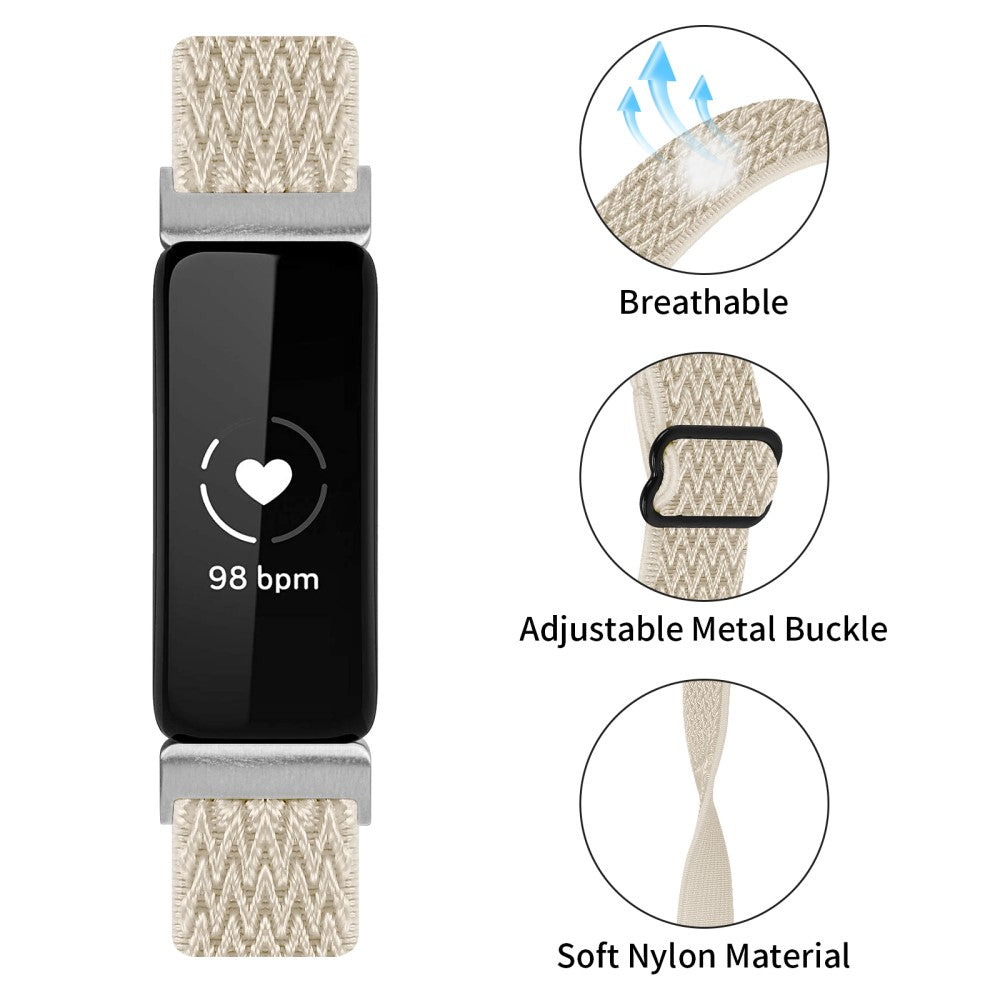 Meget Nydelig Nylon Rem passer til Fitbit Inspire 3 - Hvid#serie_10