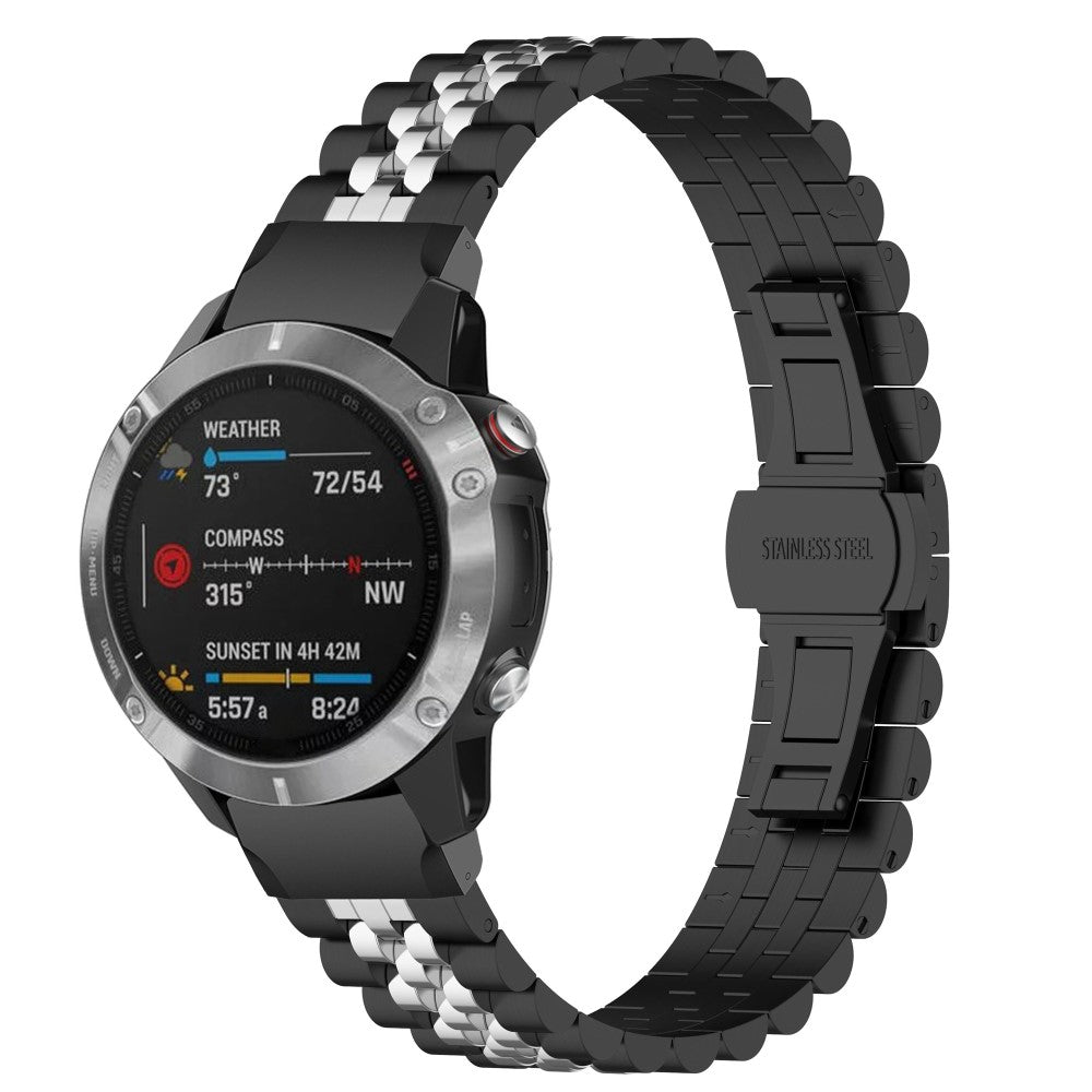 Super Fed Metal Universal Rem passer til Garmin Smartwatch - Sort#serie_3