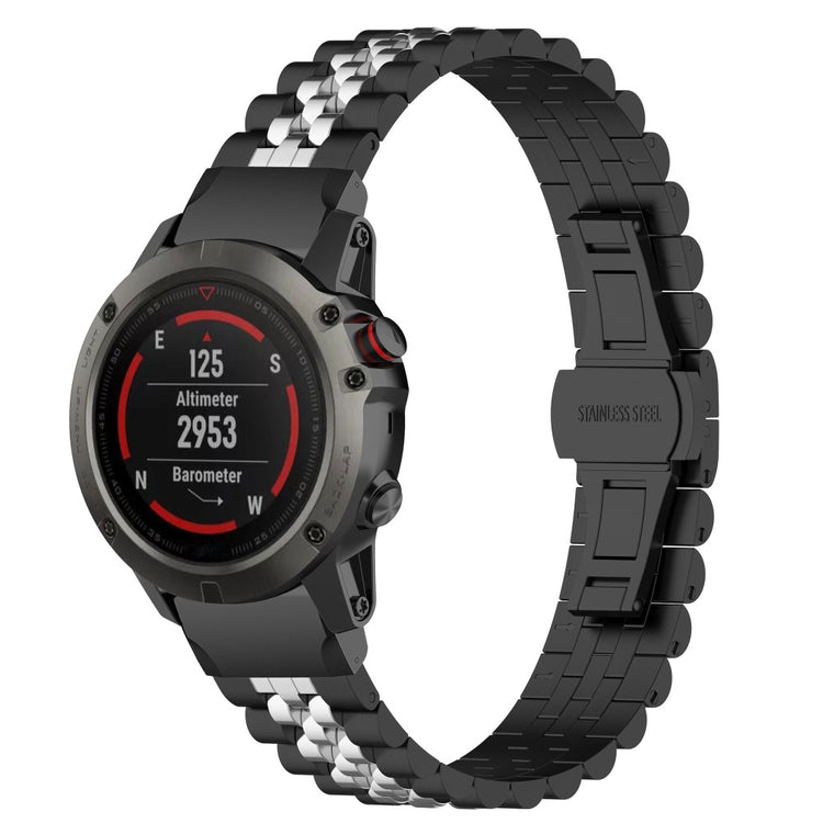 Super Kønt Metal Universal Rem passer til Garmin Smartwatch - Sort#serie_3