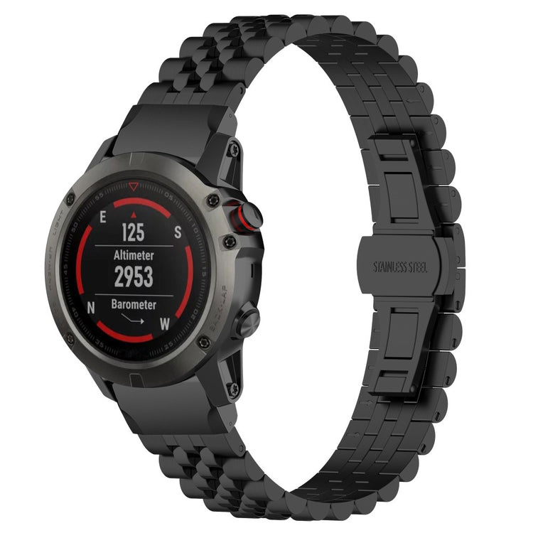 Super Kønt Metal Universal Rem passer til Garmin Smartwatch - Sort#serie_5