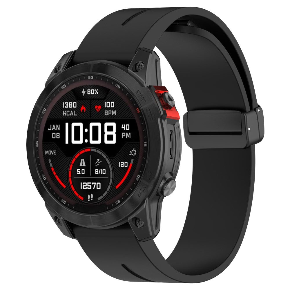 Mega Cool Metal Og Silikone Universal Rem passer til Smartwatch - Sort#serie_1