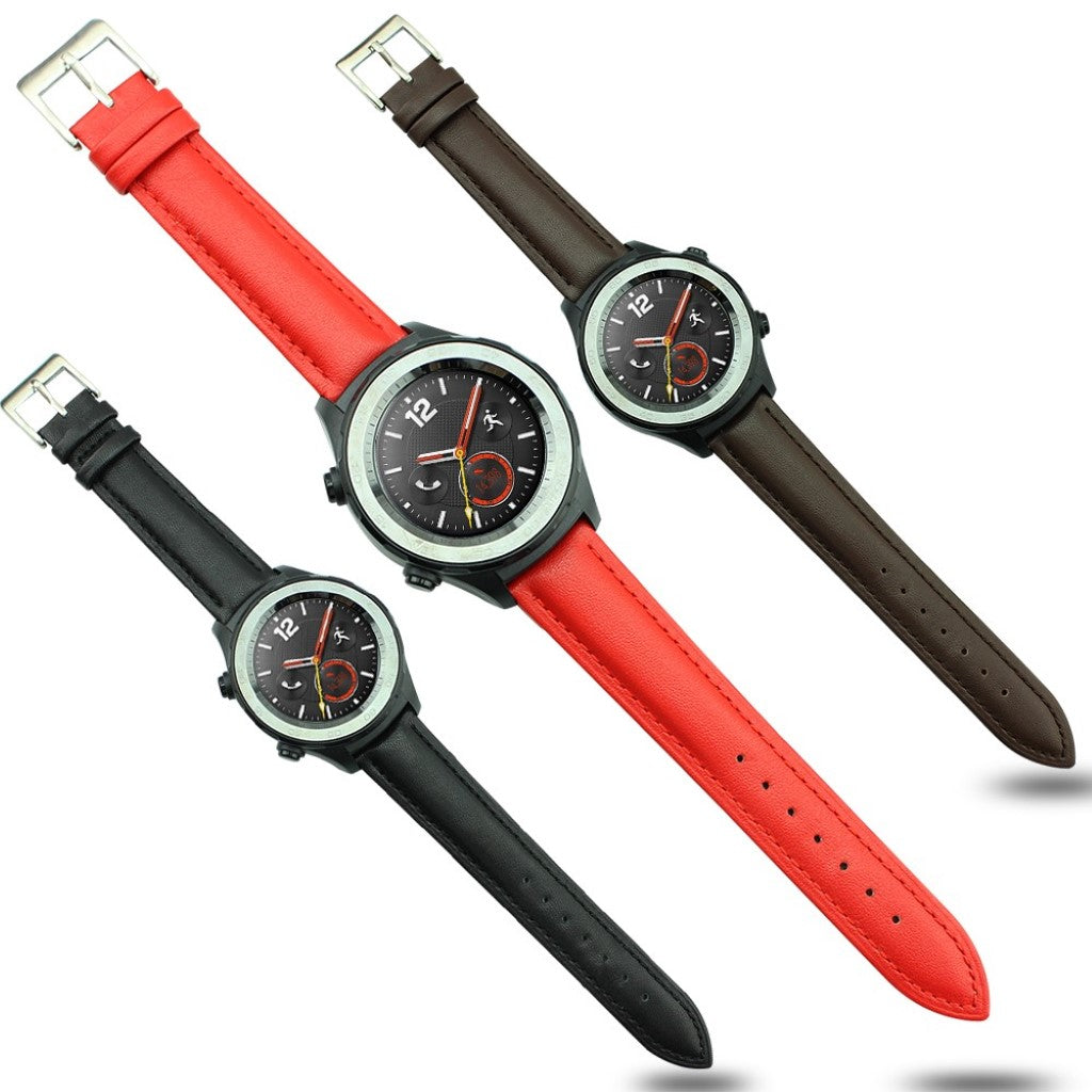 Helt vildt hårdfør Huawei Watch 2 Ægte læder Rem - Rød#serie_3