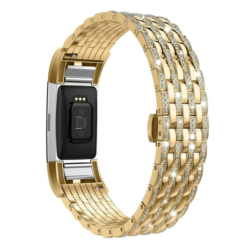 Meget skøn Fitbit Charge 2 Metal og Rhinsten Rem - Guld#serie_3