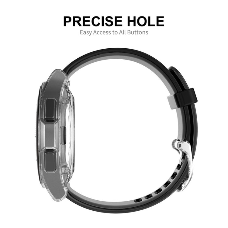 Alle Tiders Samsung Galaxy Watch 4 Classic (42mm) Cover med Skærmbeskytter i Silikone og Hærdet Glas - Gennemsigtig#serie_549