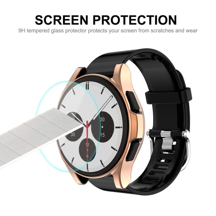 Beskyttende Samsung Galaxy Watch 4 Classic (46mm) Cover med Skærmbeskytter i Silikone og Hærdet Glas - Grøn#serie_4