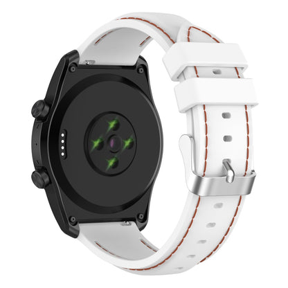 22mm Universal simple color knitted silicone watch strap - White#serie_2