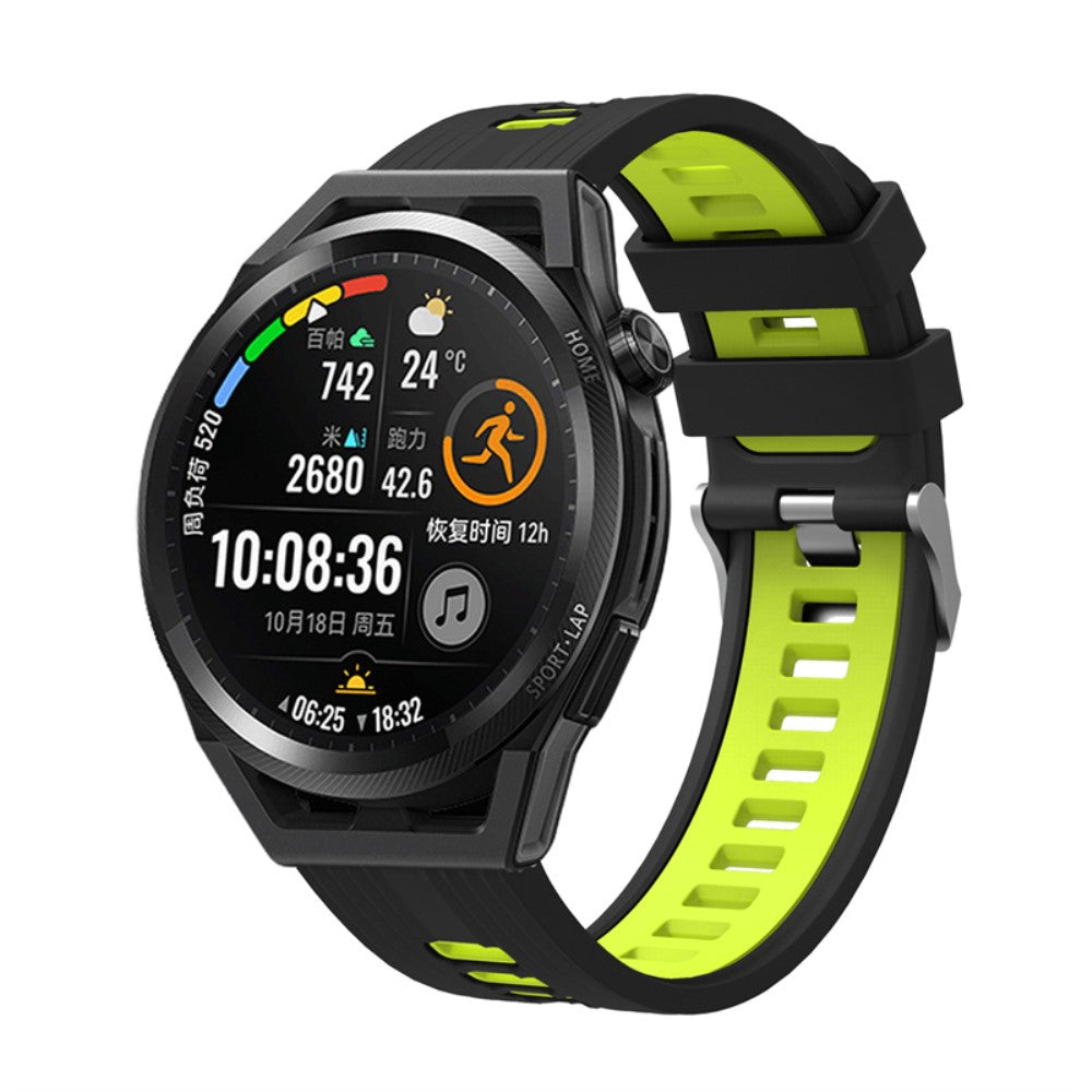 20mm Universal dual color silicone watch strap - Black / Grass Green#serie_2