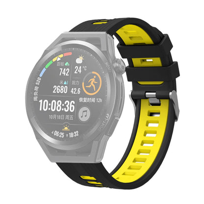 20mm Universal dual color silicone watch strap - Black / Yellow#serie_4