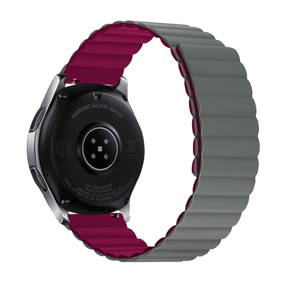 22mm Universal silicone watch strap - Grey / Wine Red Size: S#serie_9