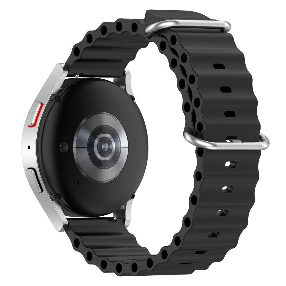 22mm Universal wave design silicone watch strap - Black#serie_1