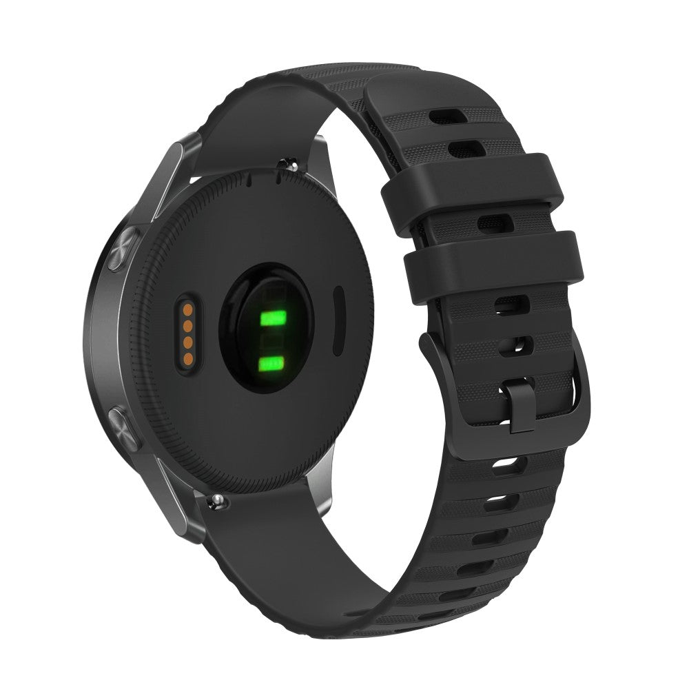 22mm Universal grain dots style silicone watch strap - Black#serie_3