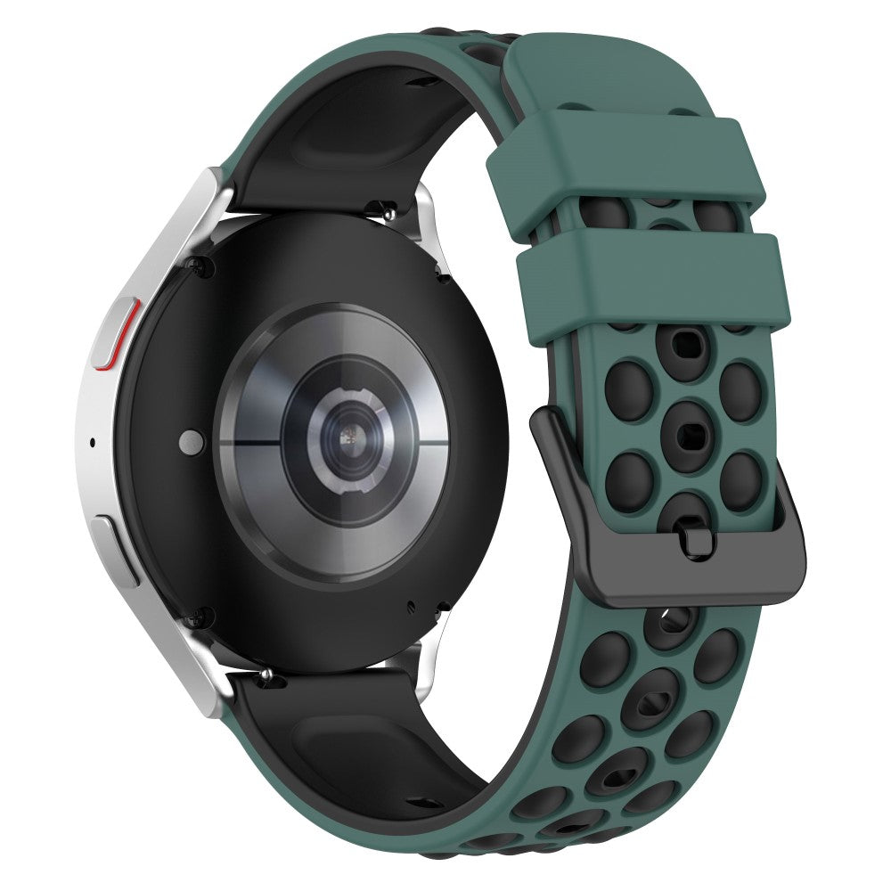 20mm Universal double color and holes design silicone watch strap - Olive Green / Black#serie_3