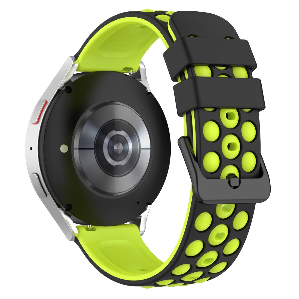 20mm Universal double color and holes design silicone watch strap - Black / Green#serie_8