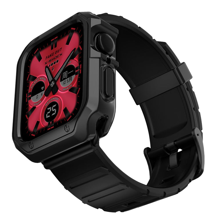 Superflot Apple Watch Series 7 41mm Plastik og Silikone Rem - Sort#serie_2