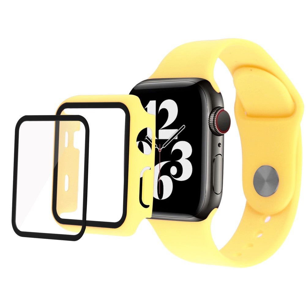 Apple Watch Series 7 41mm Silikone Cover med Rem og Hærdet Glas - Gul#serie_8