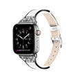Super Cómoda Apple Watch Series 7 41mm Cuero Auténtico Y Estrás Correa Reloj