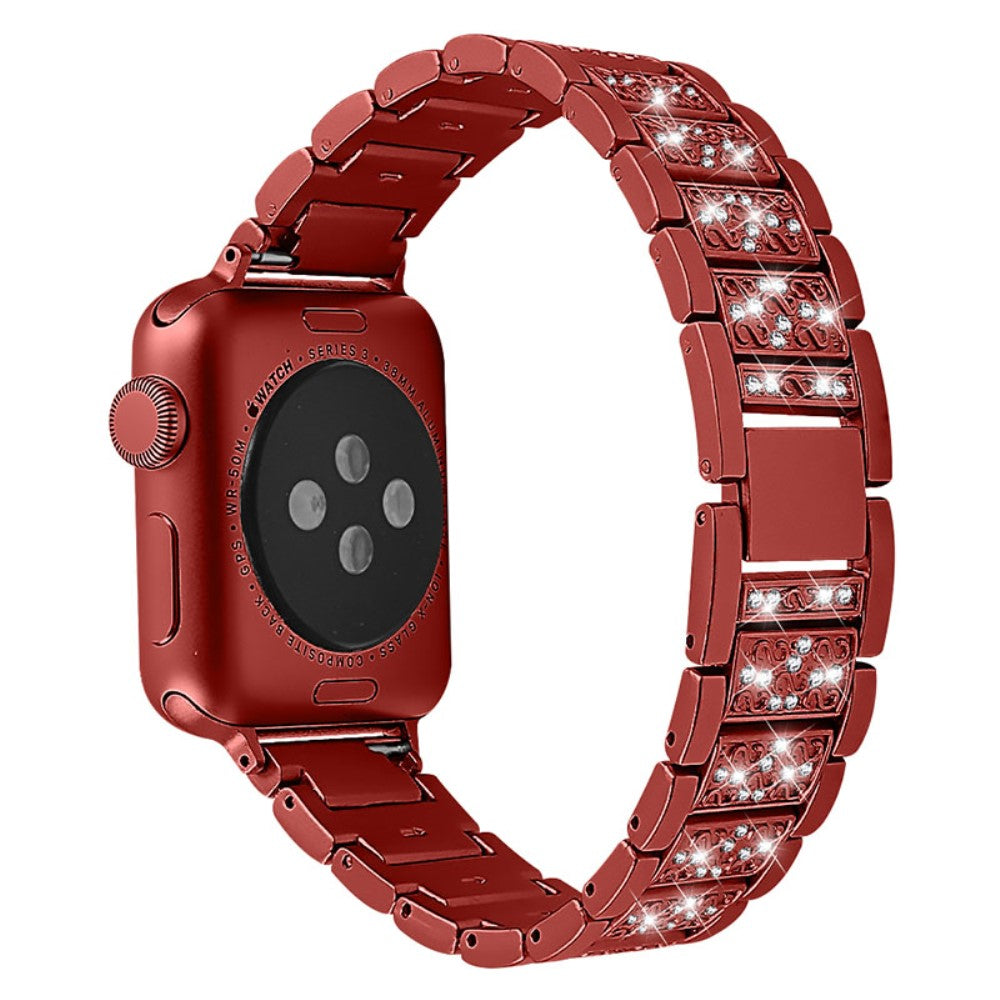 Yndigt Apple Watch Series 7 41mm Metal og Rhinsten Rem - Rød#serie_1