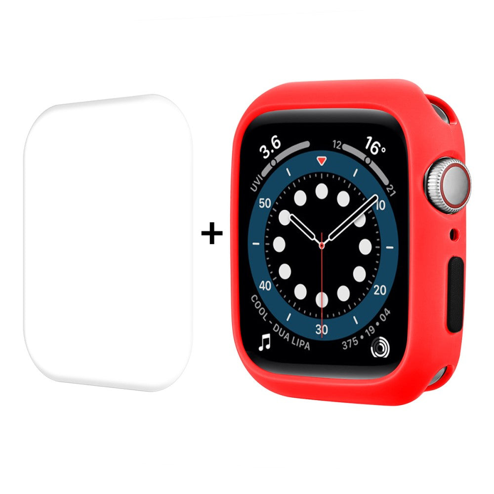 Vildt Fed Apple Watch Series 7 41mm Cover med Skærmbeskytter i Silikone - Rød#serie_5