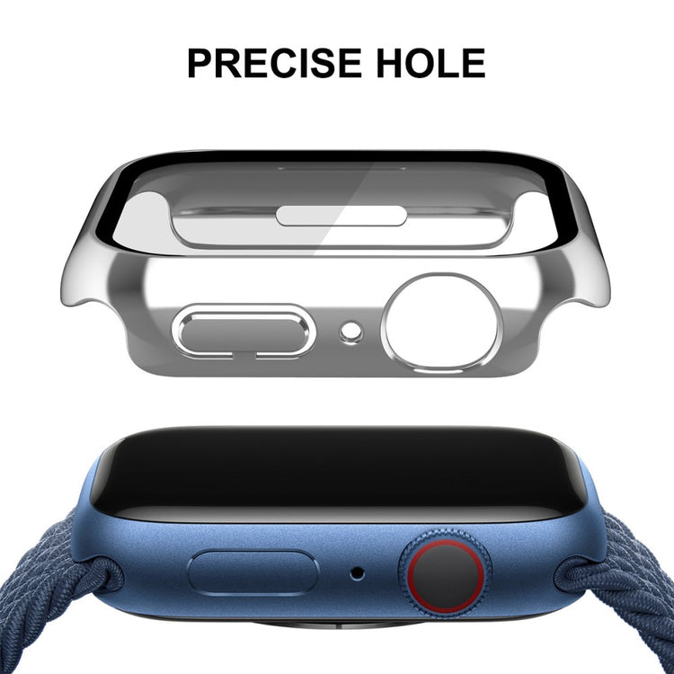 Godt Apple Watch Series 7 41mm Cover med Skærmbeskytter i Plastik og Hærdet Glas - Sølv#serie_2