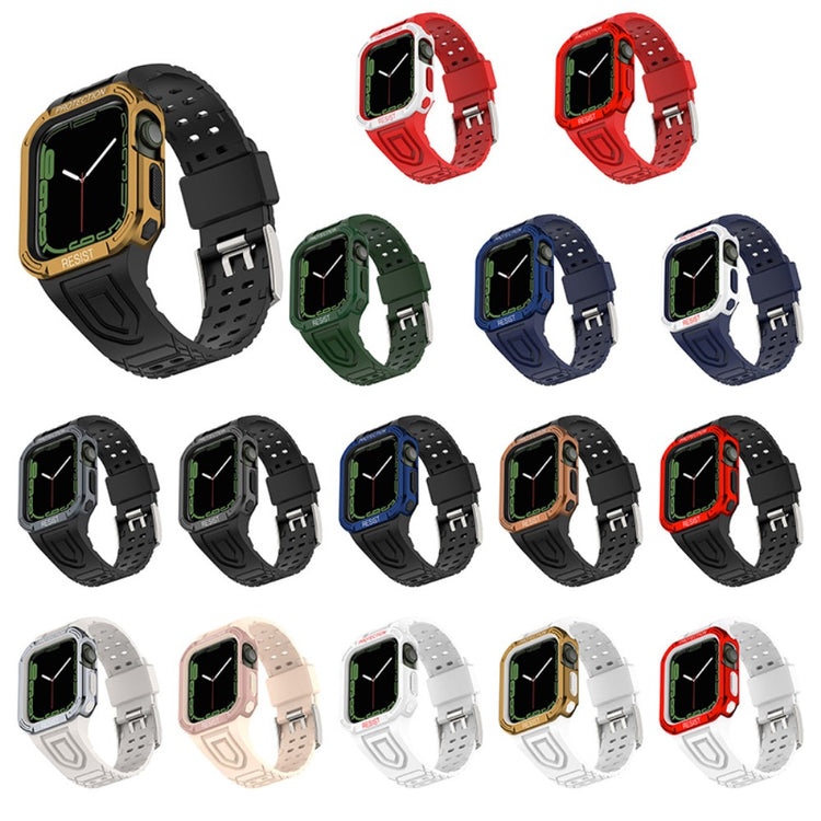 Apple Watch Series 7 41mm Silikone Rem med Cover - Sort#serie_10