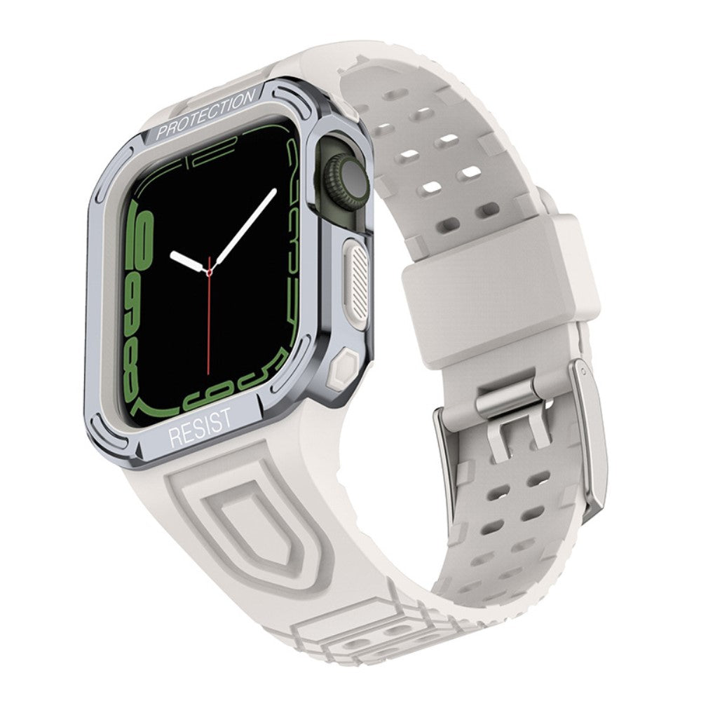 Apple Watch Series 7 41mm Silikone Rem med Cover - Sølv#serie_5