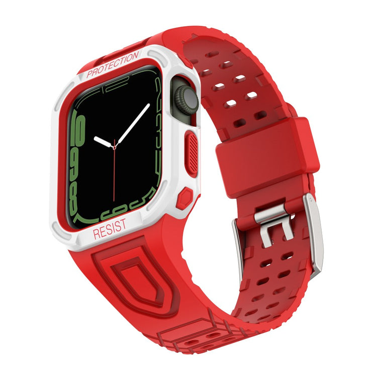 Apple Watch Series 7 41mm Plastik Rem med Etui - Rød#serie_3