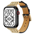Apple Watch (41 mm) correa de reloj de cuero auténtico con decoración de brillantes 