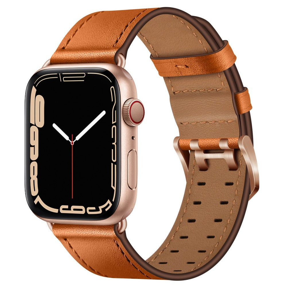 Helt vildt kønt Apple Watch Series 7 41mm Ægte læder Urrem - Brun#serie_8