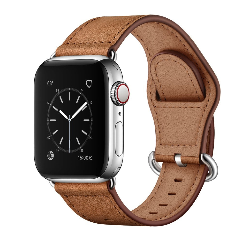 Fortrinligt Apple Watch Series 7 41mm Ægte læder Urrem - Brun#serie_2