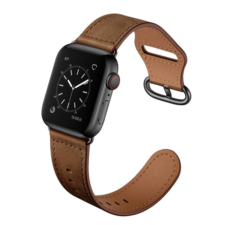 Fortrinligt Apple Watch Series 7 41mm Ægte læder Urrem - Brun#serie_4