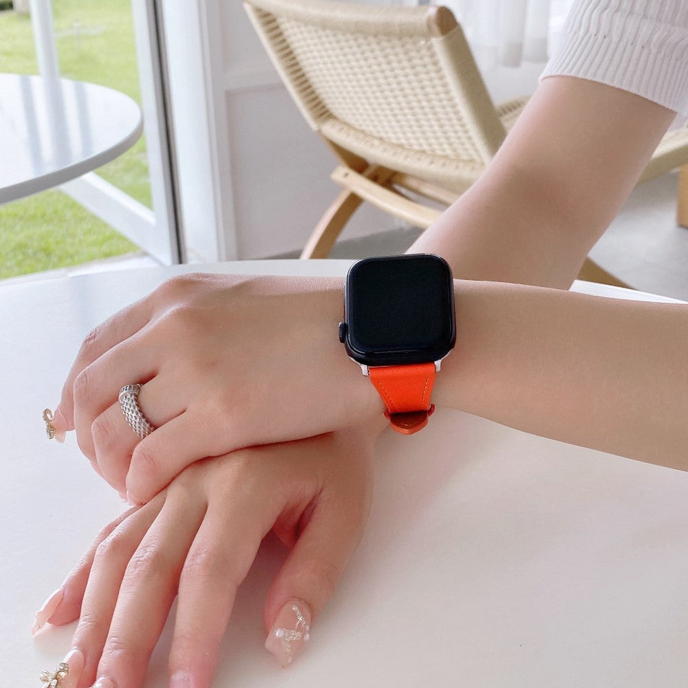 Flot Universal Apple Ægte læder Urrem - Orange#serie_5