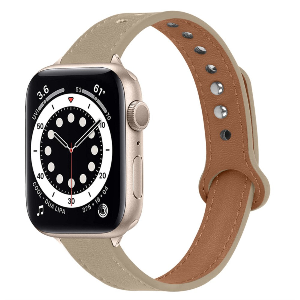 Meget fint Universal Apple Ægte læder Urrem - Beige#serie_3