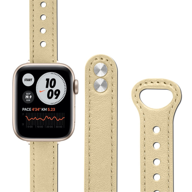 Meget fint Universal Apple Ægte læder Urrem - Beige#serie_4