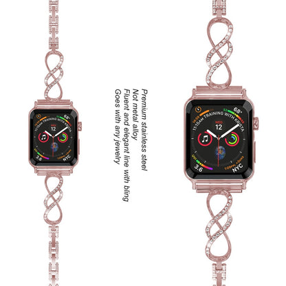 Helt vildt pænt Universal Apple Metal og Rhinsten Rem - Pink#serie_1