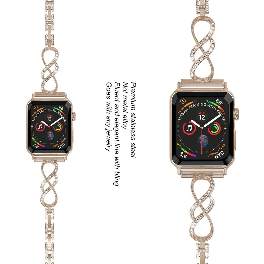 Helt vildt pænt Universal Apple Metal og Rhinsten Rem - Guld#serie_2