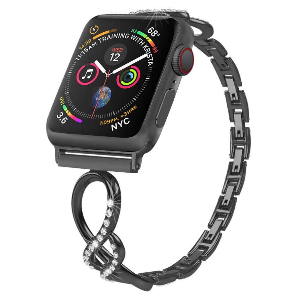Helt vildt pænt Universal Apple Metal og Rhinsten Rem - Sort#serie_3