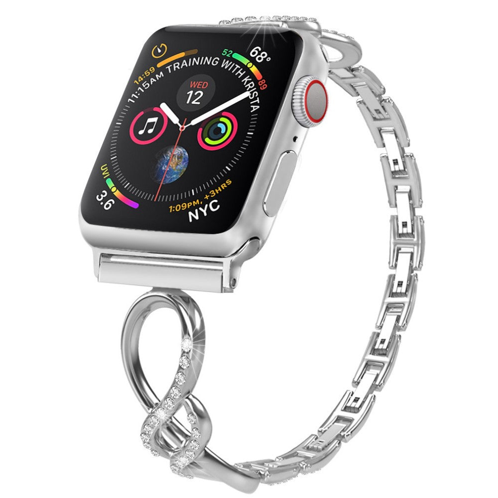 Helt vildt pænt Universal Apple Metal og Rhinsten Rem - Sølv#serie_5