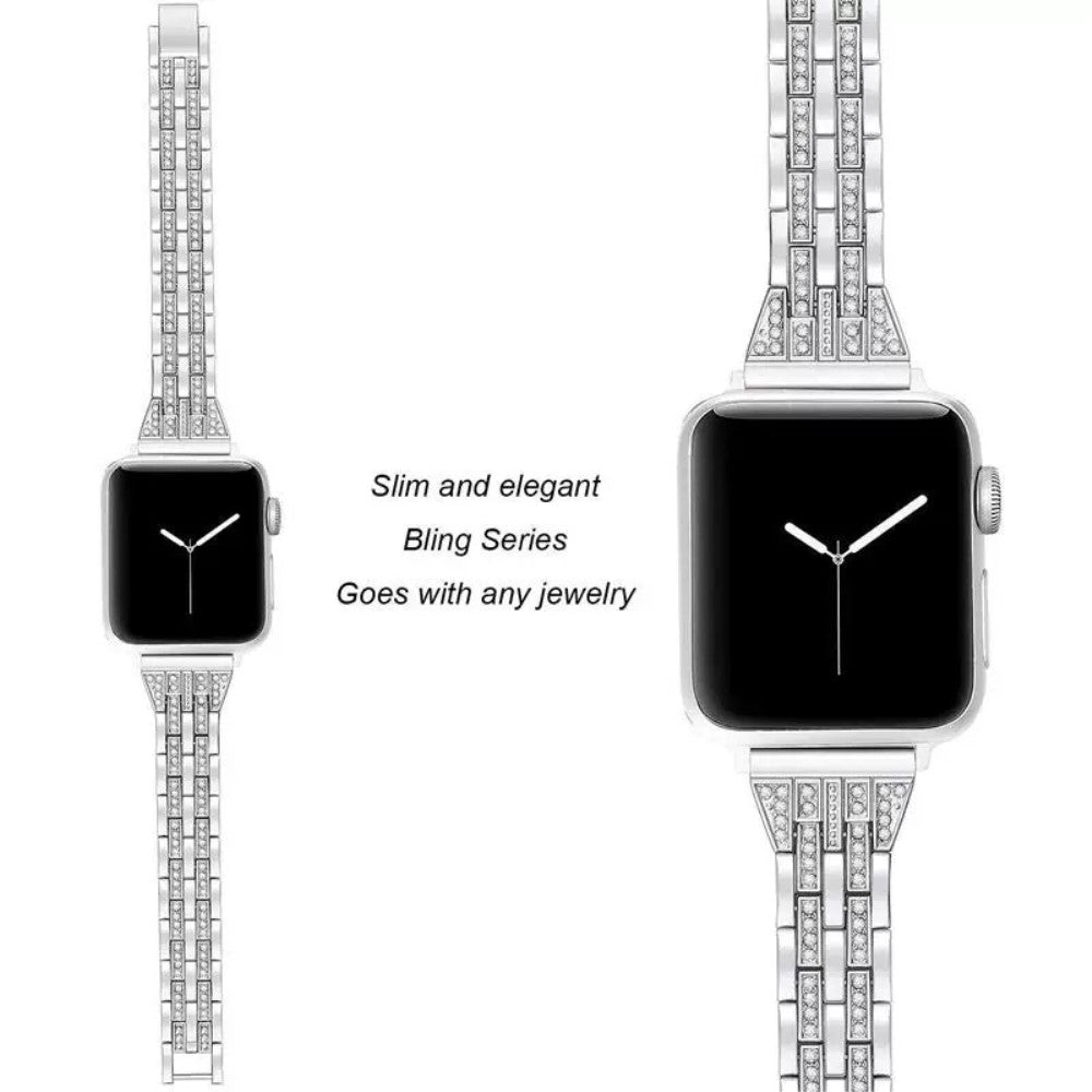 Vildt fantastisk Universal Apple Metal og Rhinsten Rem - Sølv#serie_3