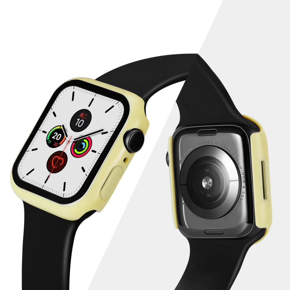 Vildt Godt Apple Watch Series 7 45mm Cover med Skærmbeskytter i Plastik og Hærdet Glas - Gul#serie_11