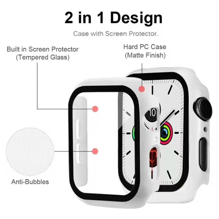 Super Godt Apple Watch Series 7 45mm Cover med Skærmbeskytter i Plastik og Hærdet Glas - Hvid#serie_2