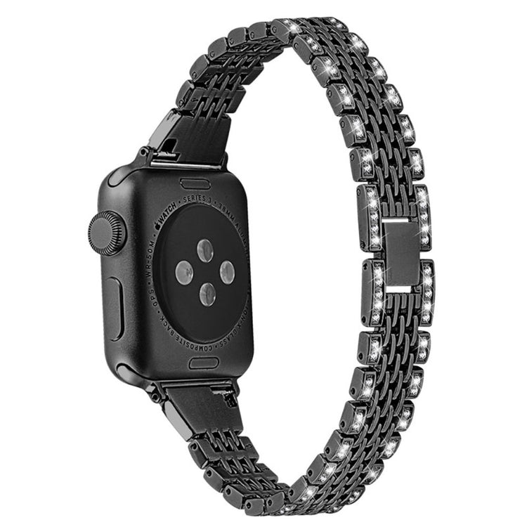 Superflot Apple Watch Series 7 45mm Metal og Rhinsten Rem - Sort#serie_3