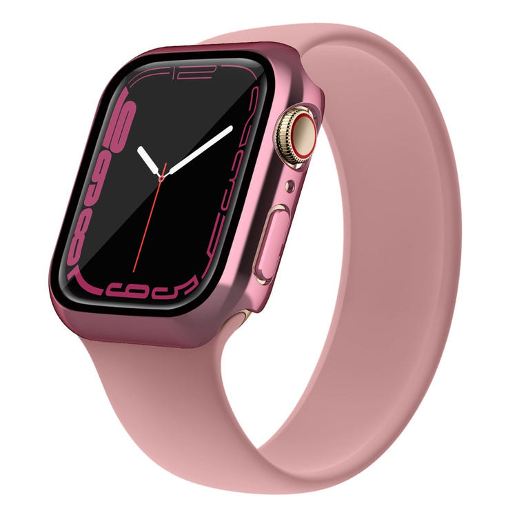 Super Pænt Apple Watch Series 7 45mm Cover med Skærmbeskytter i Plastik og Hærdet Glas - Pink#serie_3