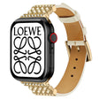 Apple Watch (45 mm) correa de reloj de cuero auténtico con decoración de brillantes 