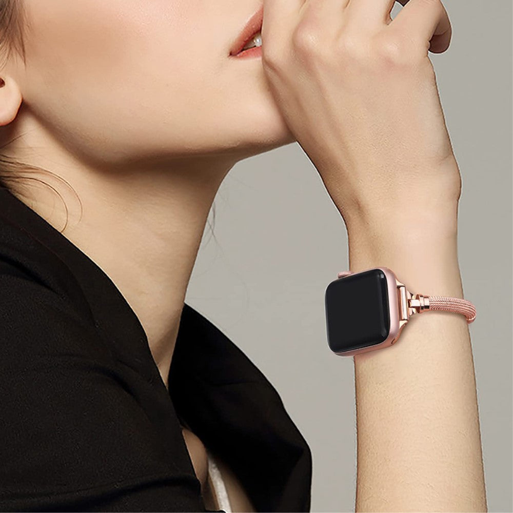 Yndigt Apple Watch Series 7 45mm Metal og  Rhinsten Urrem - Pink#serie_1