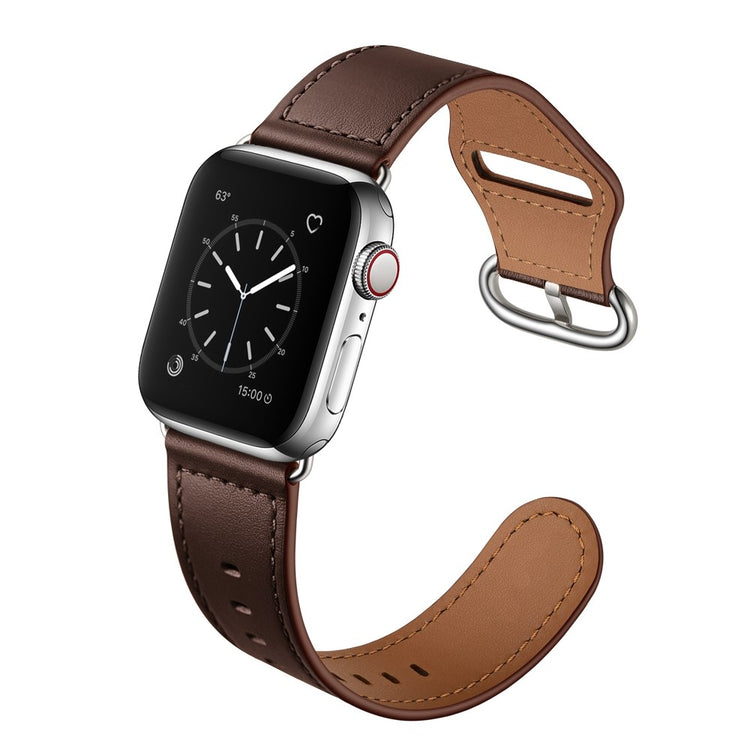 Helt vildt fed Apple Watch Series 7 45mm Ægte læder Urrem - Brun#serie_6