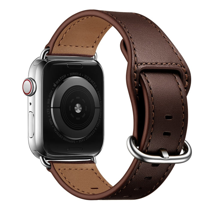 Super sejt Apple Watch Series 7 45mm Ægte læder Rem - Brun#serie_6