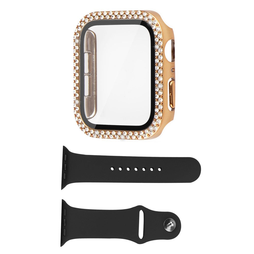 Apple Watch Ultra Plastik Cover med Rem og Hærdet Glas - Guld#serie_7