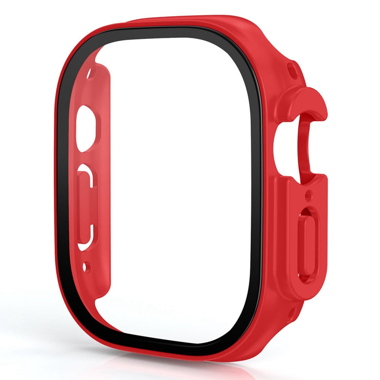 Beskyttende Apple Watch Ultra Cover med Skærmbeskytter i Plastik og Hærdet Glas - Rød#serie_10