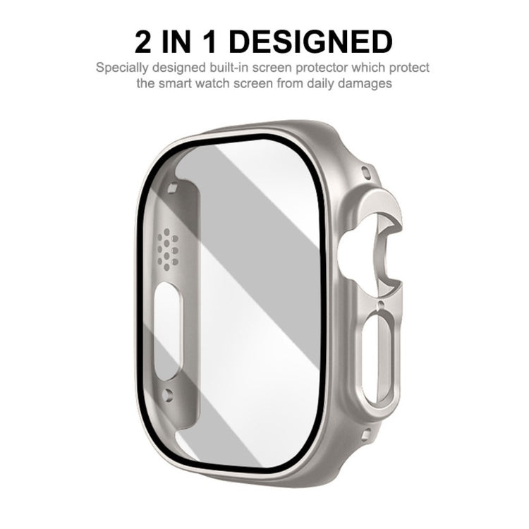 Mega Fed Apple Watch Ultra Cover med Skærmbeskytter i Plastik og Hærdet Glas - Sølv#serie_1